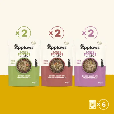 Applaws Taste Toppers Trial Pack 6 x 85g - Chicken Selection in Jelly (3 Varieties) Applaws Taste Toppers Trial Pack 6 x 85g - Chicken Selection in Jelly (3 Varieties)