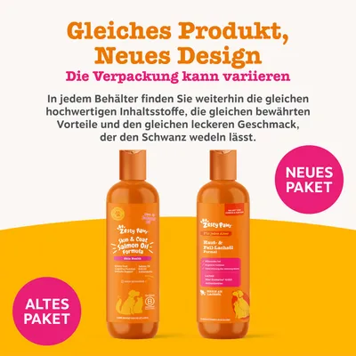 Ugyanaz a termék, új dizájn. A csomagolás eltérhet. Zesty Paws Bőr- & Szőr Lazacolaj Formula, régi és új csomagolás látható. Ugyanaz a termék, új dizájn. A csomagolás eltérhet. Zesty Paws Bőr- & Szőr Lazacolaj Formula, régi és új csomagolás látható.