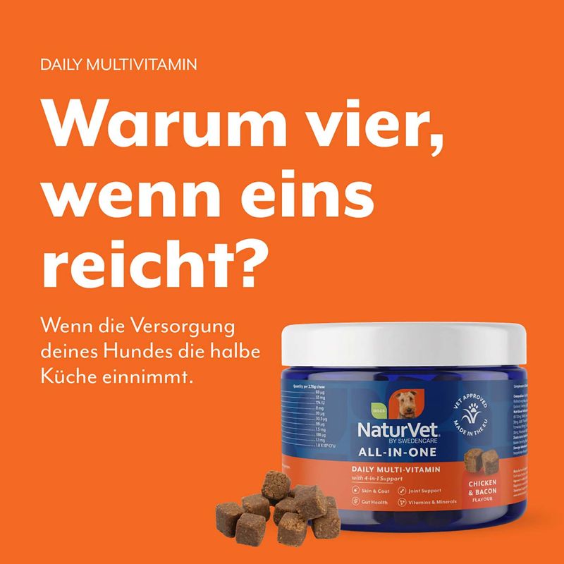 NaturVet voedingssupplement voor honden All-in-One Daily Multivitamine met 4-in-1 ondersteuning