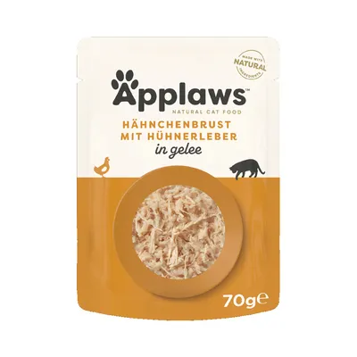 Applaws Hähnchenbrust mit Hühnerleber in Gelee, 70g. Made with natural ingredients.