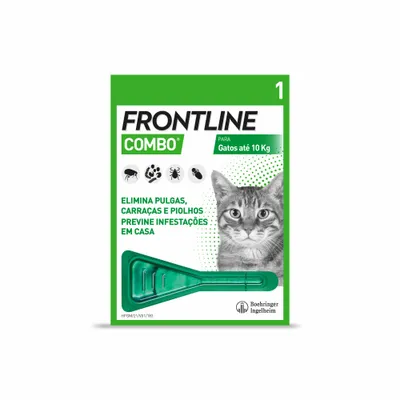 FRONTLINE Combo para gatos até 10 kg. Elimina pulgas, carraças e piolhos, previne infestações em casa. 1 pipeta. Boehringer Ingelheim.
