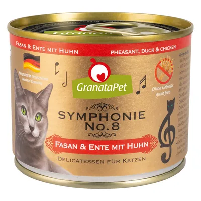 GranataPet Symphonie No. 8, φασιανός & πάπια με κοτόπουλο, λιχουδιές για γάτες, παρασκευάζεται στη Γερμανία, χωρίς δημητριακά.