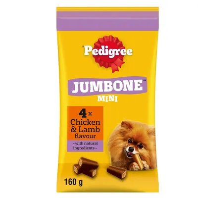 PEDIGREE® JUMBONE™ Mini Adult Small Dog Treats Chicken & Lamb - 4 Chews (160g)