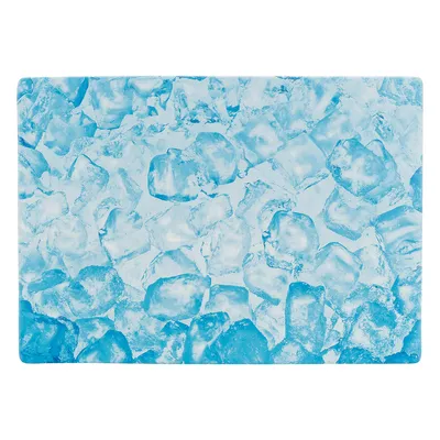 Охлаждаща постелка със син дизайн на ледени кубчета, подходяща за регулиране на температурата при домашни любимци.