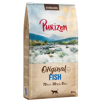 Purizon Sterilised Original Fish, 6,5 kg. 70% ψάρι και ζωικά συστατικά, 30% φρούτα και λαχανικά, 0% δημητριακά.