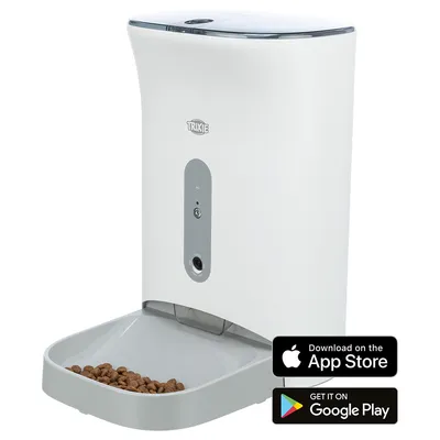 Trixie automat na krmivo s ovládáním přes aplikaci. Ke stažení v App Store a Google Play.