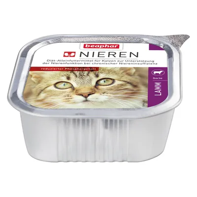 beaphar Nieren Diät-Alleinfuttermittel für Katzen zur Unterstützung der Nierenfunktion bei chronischer Niereninsuffizienz, reduzierter Phosphorgehalt, Sorte Lamm.