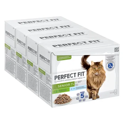 Perfect Fit Senior 7+ karma dla kotów, 12 x 85g, wspiera zdrowie starszych kotów. Bez sztucznych barwników i konserwantów. Z formułą Total 5.