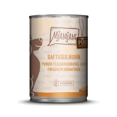 Mjamjam Pur Saftiges Huhn. Purer Fleischgenuss aus frischem Hühnchen. Getreidefrei.