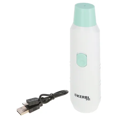 Kerbl Pet elektrisches Gerät mit USB-Kabel, weiss mit mintgrünem Schalter und Deckel.