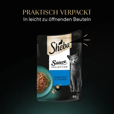 Sheba Sauce Collection, Sauce Lover mit Thunfisch, praktisch verpackt in leicht zu öffnenden Beuteln, 85g.