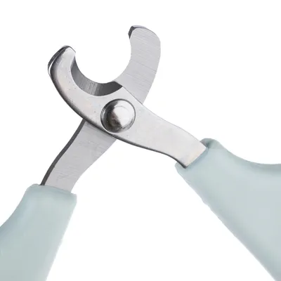 Nagelzange aus Metall mit hellgrünen Griffen, geeignet für präzises Schneiden von Tiernägeln.