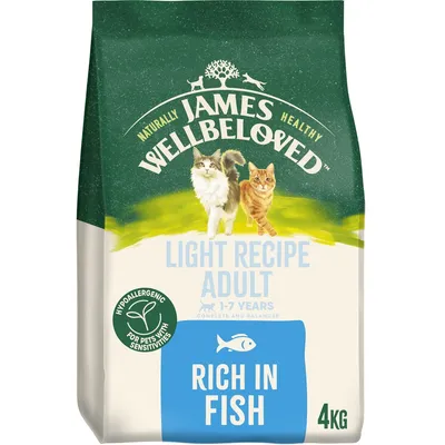 Light recipe adult pet food, 1-7 years, hypoallergenic for sensitivities, rich in fish, 4kg pack.