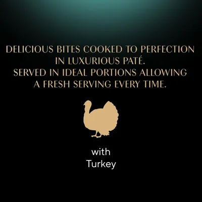 Delicious bites in luxurious paté, served in ideal portions for a fresh serving every time. With turkey.