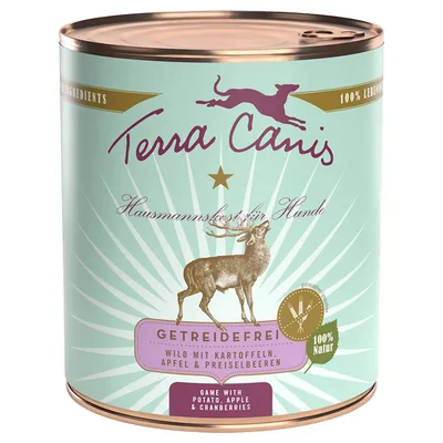 Terra Canis Hausmannskost für Hunde, getreidefrei. Wild mit Kartoffeln, Apfel & Preiselbeeren. 100% Natur.