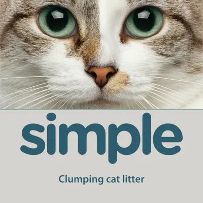 Tekst: Clumping cat litter. Tekst w języku angielskim.