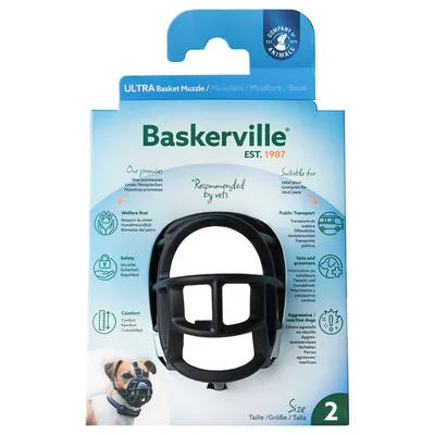 Baskerville Ultra botniță mărimea 2, recomandată de medicii veterinari. Potrivită pentru transport public, câini agresivi și confort. Siguranța și bunăstarea câinelui sunt prioritare.