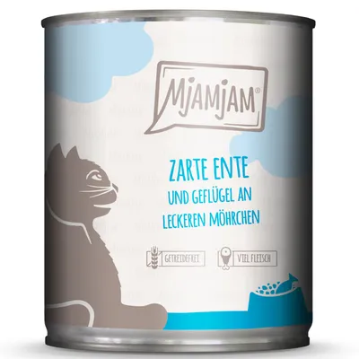 MjAMjAM delikatna kaczka i drób z pyszną marchewką. Bez zbóż, dużo mięsa.
