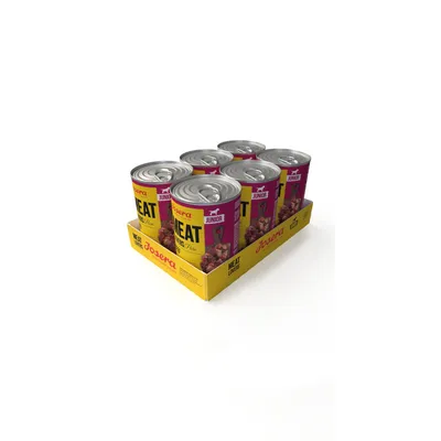 Josera Meat Lovers Junior, 6 konzerv v žltom balení. Mokré krmivo s kúskami mäsa pre mladé psy.