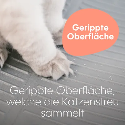 Gerippte Oberfläche, welche die Katzenstreu sammelt.