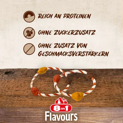 8in1 Flavours. Bogat z beljakovinami, brez dodanega sladkorja, brez dodanih ojačevalcev okusa.