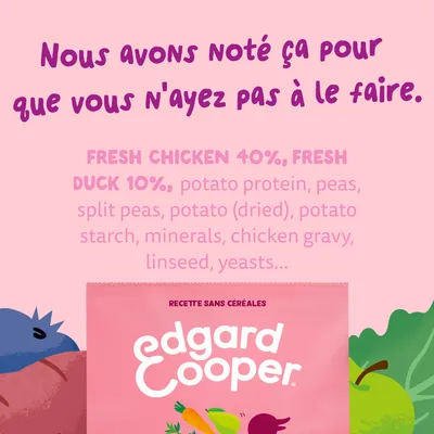 Edgard & Cooper Large Puppy Canard et poulet sans céréales