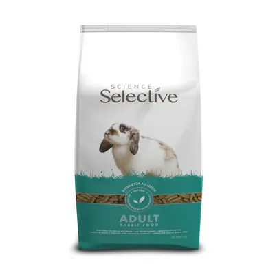 Science Selective krmivo pre dospelé králiky, vhodné pre všetky plemená, prírodné zložky, odporúčané veterinármi. Čistá hmotnosť: 3 kg.