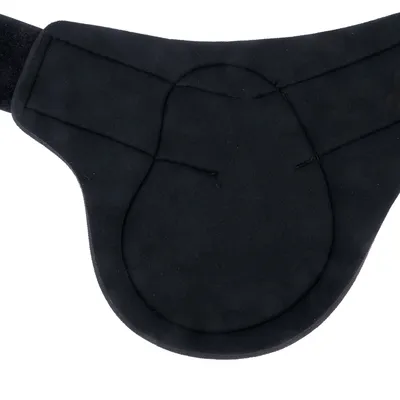 Schwarzes gepolstertes Produkt mit ergonomischer Form und Nähten, geeignet für Komfort oder Schutz.