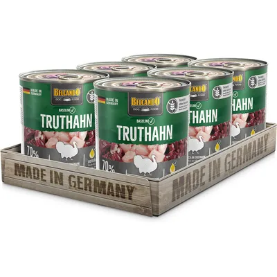 Belcando Dog Food Baseline turkey, 6 cans with 70%, Made in Germany, grain-free.