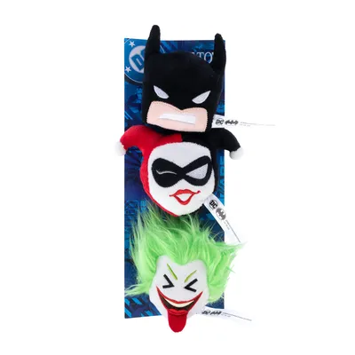 DC Comics igračka s motivima Batmana i Jokera, plišane figure u crnoj, crvenoj i zelenoj boji. Pogodno za kućne ljubimce.