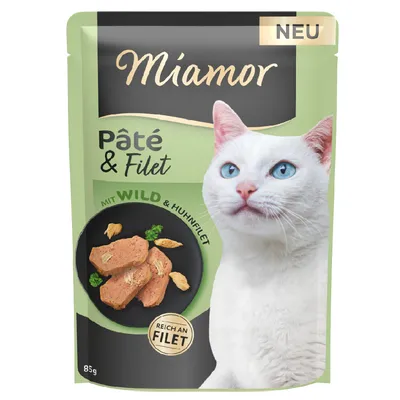 Miamor Pâté & Filet z dziczyzną i filetem z kurczaka, bogaty w filet, 85g, NOWOŚĆ.