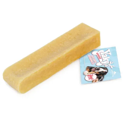 Yakys snack para cães feito de 100% queijo natural, embalagem com imagem de um cão.