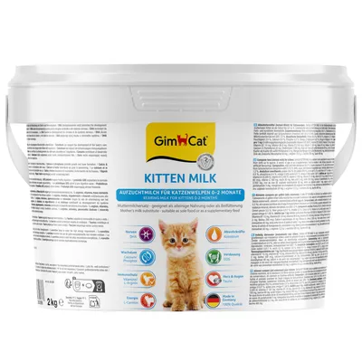 GimCat Kitten Milk, Aufzuchtmilch für Katzenwelpen 0-2 Monate. Muttermilchersatz, geeignet als alleinige Nahrung oder Ergänzung. Made in Germany, 2kg.