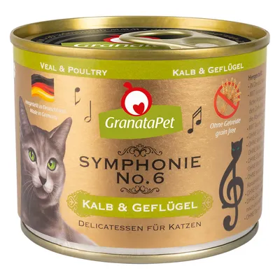 GranataPet Symphonie No. 6 kalv och fjäderfä, delikatess för katter, tillverkad i Tyskland, spannmålsfri.