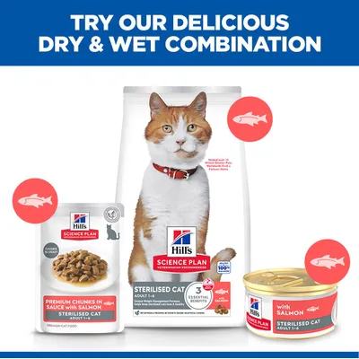 Hill's Science Plan Adult Sterilised Mousse - cat wet food - Saver Pack: Salmon (48 x 85g) Hill's Science Plan Adult Sterilised Mousse - cat wet food - Saver Pack: Salmon (48 x 85g)
