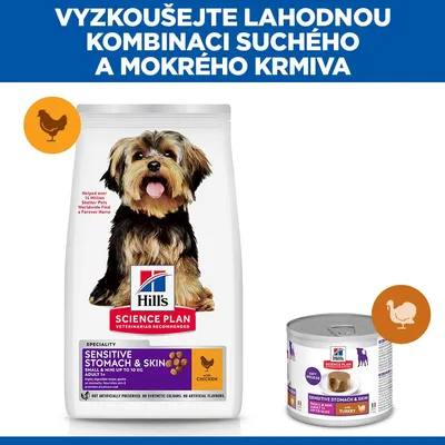 Hill's Science Plan Adult 1+ Sensitive Stomach & Skin Small & Mini s kuřecím