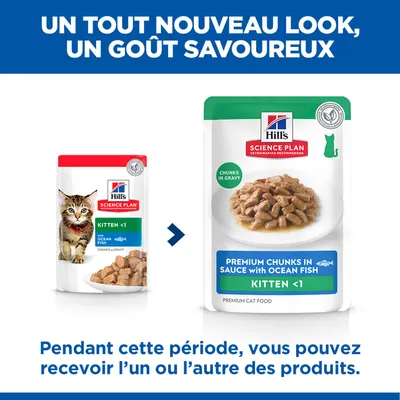 Hill's Science Plan nourriture pour chaton <1 à l'océan, Remarque : Pendant la période de transition, l'une des deux présentations peut être livrée. Hill's Science Plan nourriture pour chaton <1 à l'océan, Remarque : Pendant la période de transition, l'une des deux présentations peut être livrée.