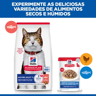 Hill's Science Plan Adulto 7+ com Frango, para gatos seniores, 1,5 kg Hill's Science Plan Adulto 7+ com Frango, para gatos seniores, 1,5 kg