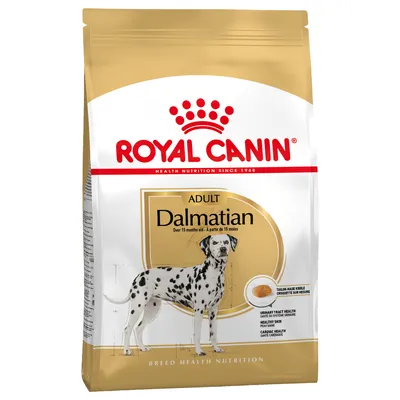 Royal Canin Adult Dalmatian, droogvoer voor Dalmatiërs vanaf 15 maanden. Ondersteunt urinewegen, huidgezondheid en hartfunctie. Aangepaste brokvorm.