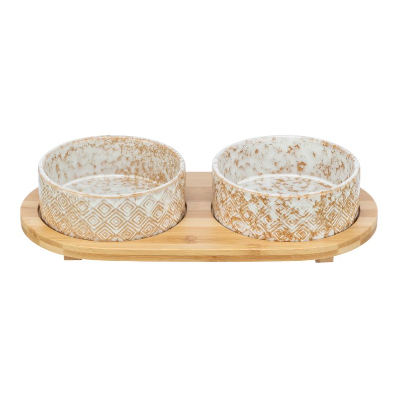 Trixie set de gamelles en céramique & bambou pour chat