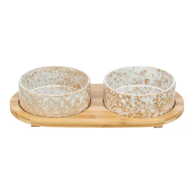 Trixie Conjunto de taças de cerâmica e bambu
