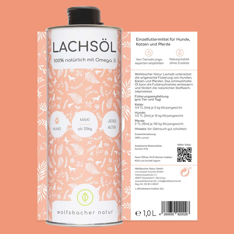 Wolfsbacher Natur Olio di salmone per cani