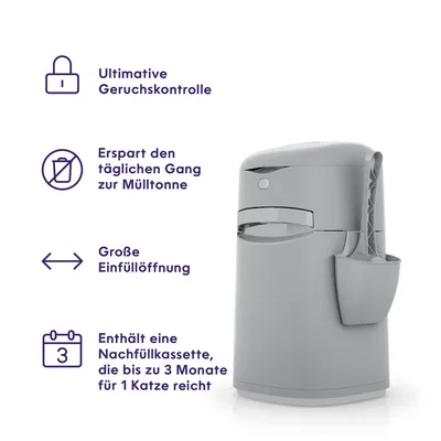 Litter Genie EasyRoll Katzenstreu-Entsorgungseimer, grau