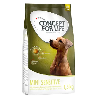 Concept for Life Mini Sensitive, Trockenfutter für Hunde mit empfindlicher Verdauung ab dem 10. Monat, Gewicht bis 10 kg, 1,5 kg Packung.