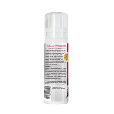 Felisept HOME COMFORT beroligende spray til katte. Understøtter velvære og reducerer stress. Til brug på berørte områder som møbler eller transportkasser.