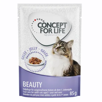 Concept for Life Beauty Gelee. Fellpflege für ausgewachsene Katzen ab dem 1. Lebensjahr, 85g. High premium cat food.