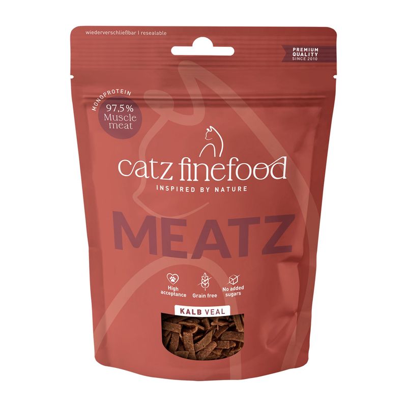 catz finefood Catz Finefood Meatz Veal Adult Treat Cat Food pet food packaging