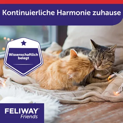 Feliway Friends. Kontinuierliche Harmonie zuhause. Wissenschaftlich belegt.
