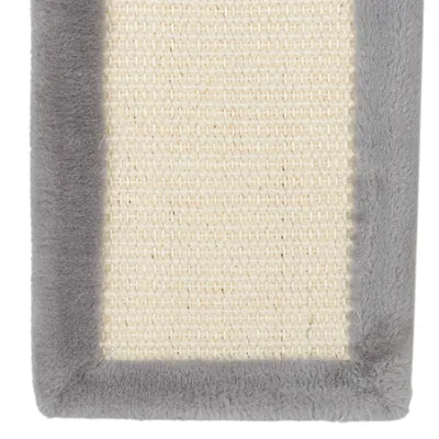 Kratzmatte aus Sisal mit grauem Plüschrand, Detailansicht der Materialien.