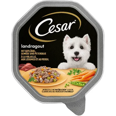 Cesar Landragout mit Geflügel, Gemüse und Petersilie. Hergestellt mit natürlichen Zutaten.